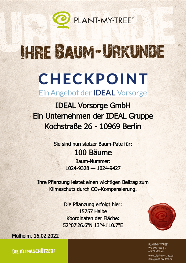 Baumurkunde Plant-my-tree